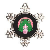 Kawaii Anime Frog Drinking Boba Tea Bubble Tea Cute Japanese Metallic Star Ornament