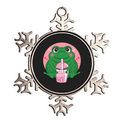 Kawaii Anime Frog Drinking Boba Tea Bubble Tea Cute Japanese Metallic Star Ornament