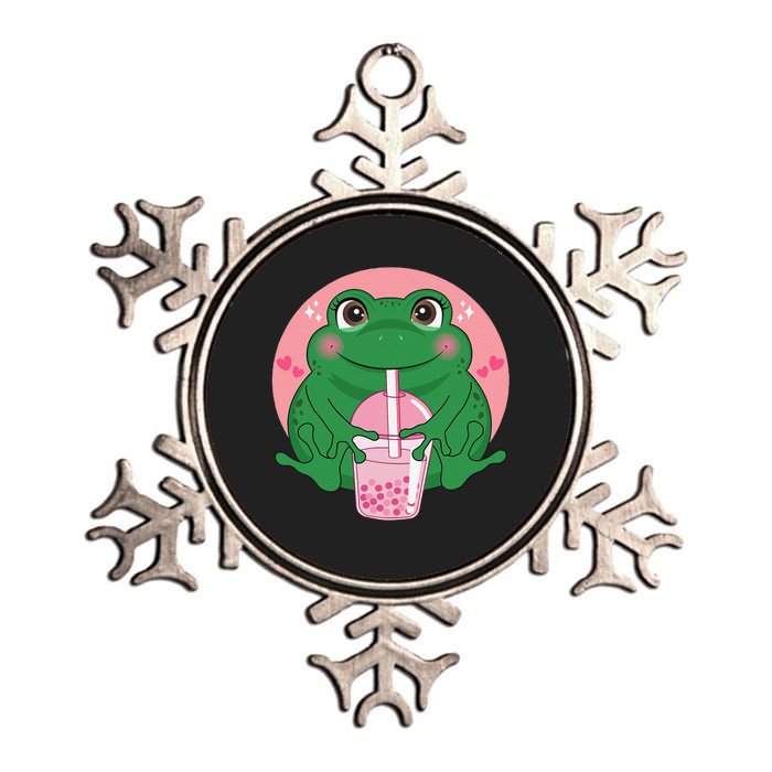 Kawaii Anime Frog Drinking Boba Tea Bubble Tea Cute Japanese Metallic Star Ornament