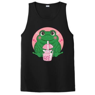 Kawaii Anime Frog Drinking Boba Tea Bubble Tea Cute Japanese PosiCharge Competitor Tank