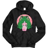 Kawaii Anime Frog Drinking Boba Tea Bubble Tea Cute Japanese Tie Dye Hoodie