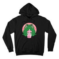 Kawaii Anime Frog Drinking Boba Tea Bubble Tea Cute Japanese Tall Hoodie