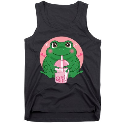 Kawaii Anime Frog Drinking Boba Tea Bubble Tea Cute Japanese Tank Top