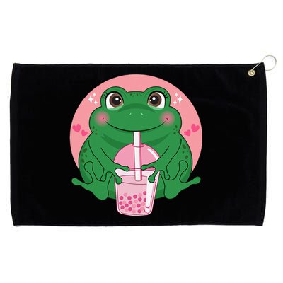 Kawaii Anime Frog Drinking Boba Tea Bubble Tea Cute Japanese Grommeted Golf Towel