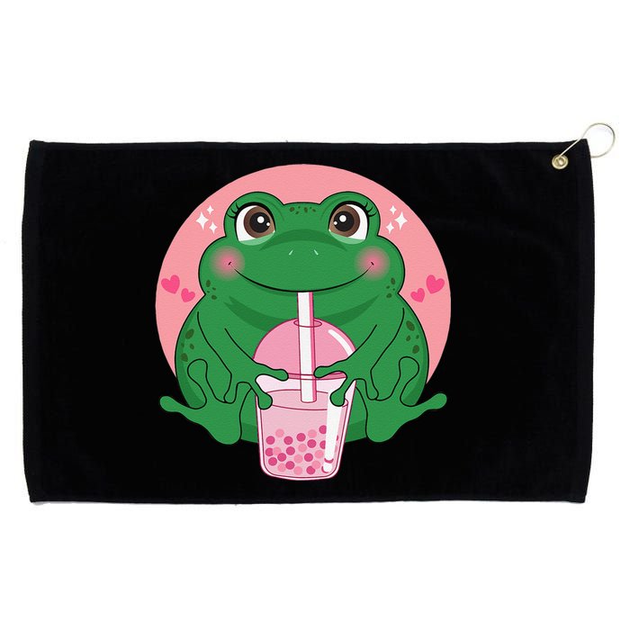 Kawaii Anime Frog Drinking Boba Tea Bubble Tea Cute Japanese Grommeted Golf Towel