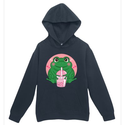 Kawaii Anime Frog Drinking Boba Tea Bubble Tea Cute Japanese Urban Pullover Hoodie