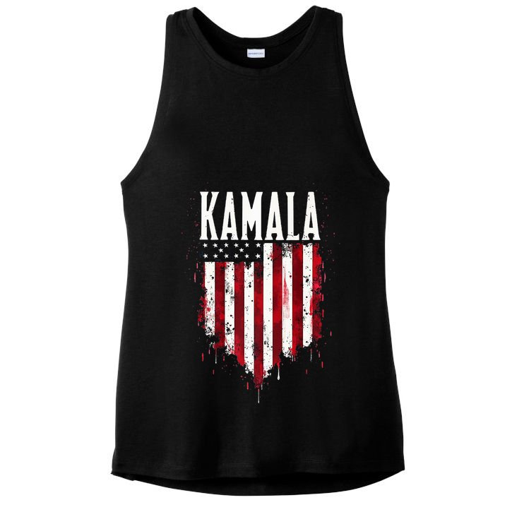 Kamala American Flag Ladies PosiCharge Tri-Blend Wicking Tank