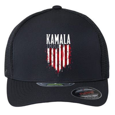 Kamala American Flag Flexfit Unipanel Trucker Cap