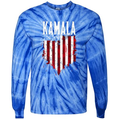 Kamala American Flag Tie-Dye Long Sleeve Shirt