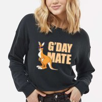 Kangaroo Australia G'Day Mate Australian Symbol Cropped Pullover Crew