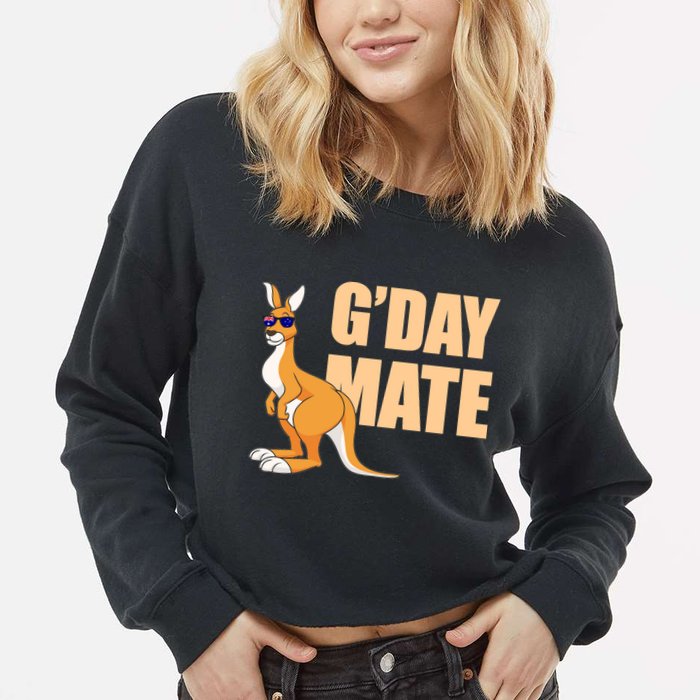 Kangaroo Australia G'Day Mate Australian Symbol Cropped Pullover Crew