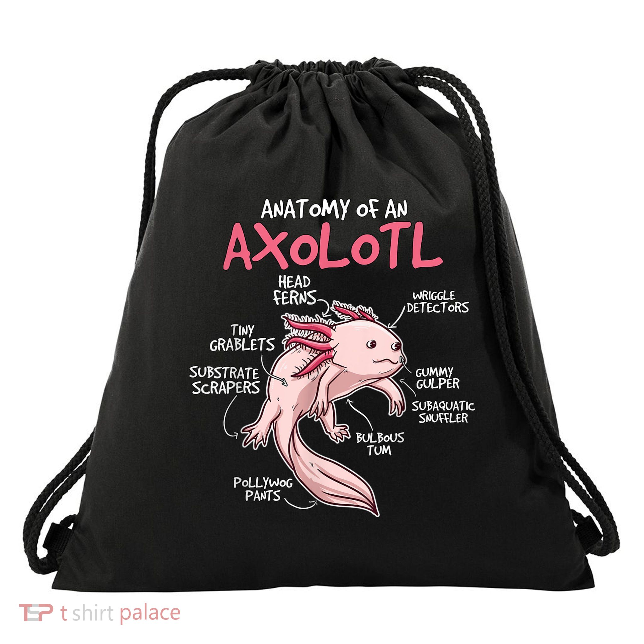 Kids Axolotl Gift Axolotl Stuff Anatomy Of An Axolotl Drawstring Bag
