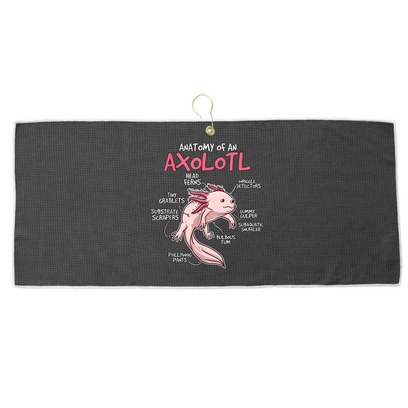 Kids Axolotl Gift Axolotl Stuff Anatomy Of An Axolotl Large Microfiber Waffle Golf Towel