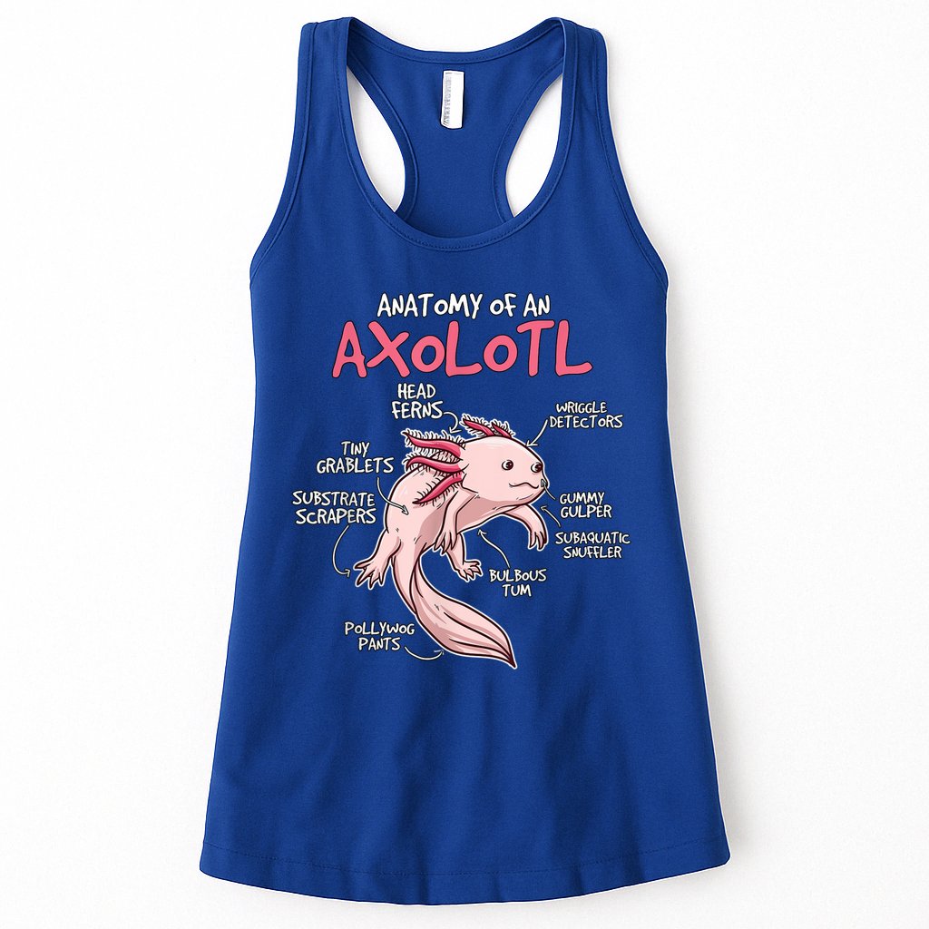 Kids Axolotl Gift Axolotl Stuff Anatomy Of An Axolotl Womens Tank Top