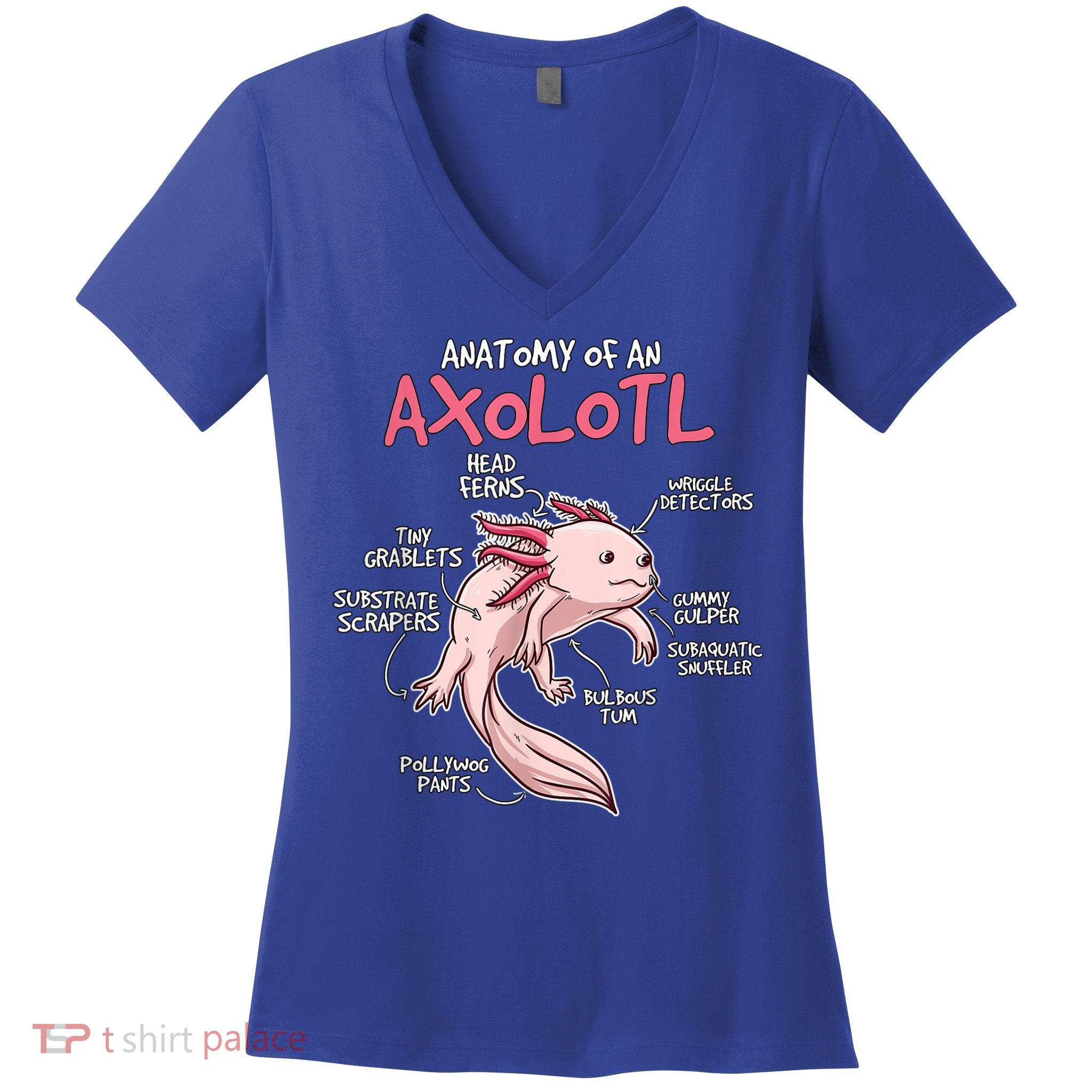 Kids Axolotl Gift Axolotl Stuff Anatomy Of An Axolotl Women's V-Neck T-Shirt
