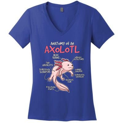 Kids Axolotl Gift Axolotl Stuff Anatomy Of An Axolotl Women's V-Neck T-Shirt