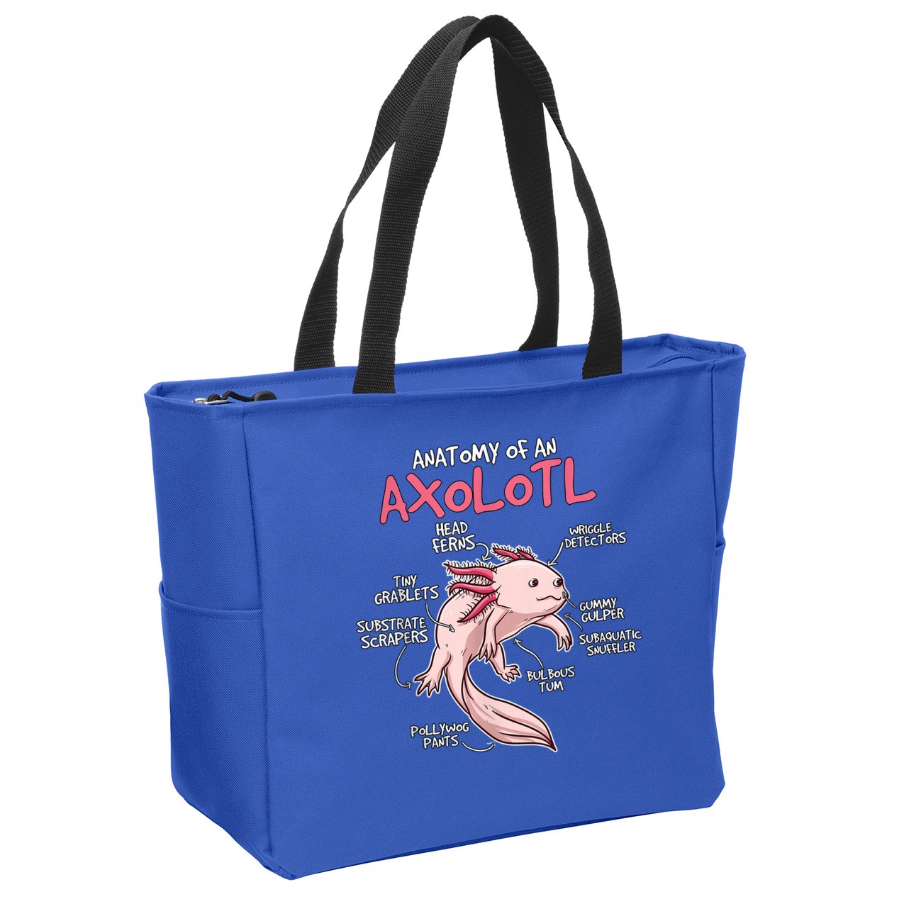 Kids Axolotl Gift Axolotl Stuff Anatomy Of An Axolotl Zip Tote Bag