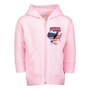 Kamala America Has Spoken Usa Flag Map Toddler Zip Fleece Hoodie