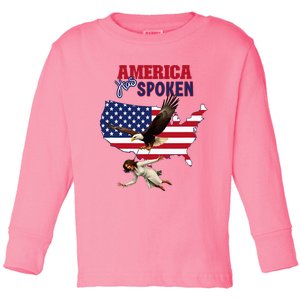 Kamala America Has Spoken Usa Flag Map Toddler Long Sleeve Shirt