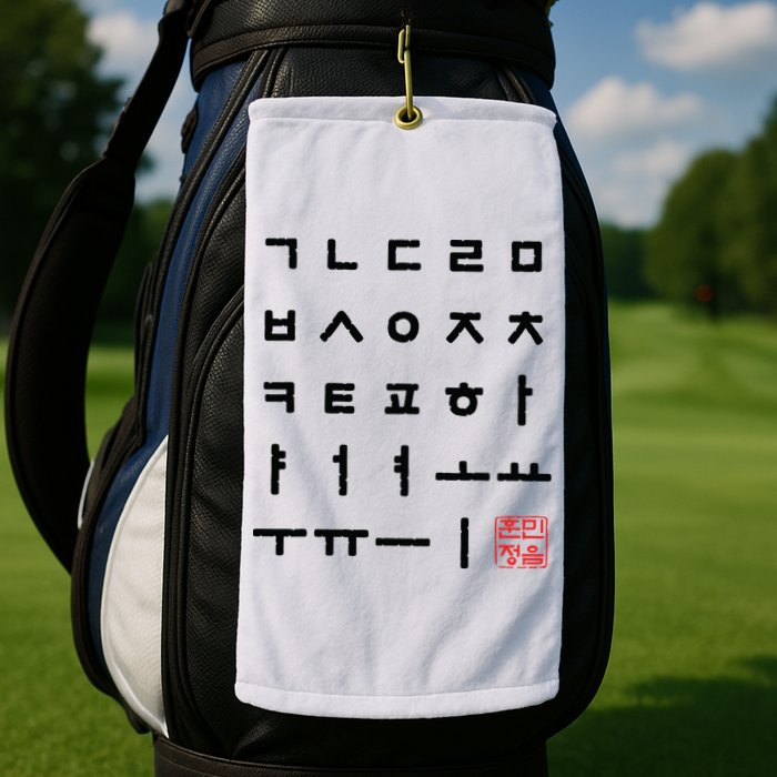 Korean Alphabet Hangul Matrix Golf Towel