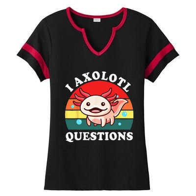 Kids Axolotl I Axolotl Questions Retro Cute Anime Ladies Halftime Notch Neck Tee