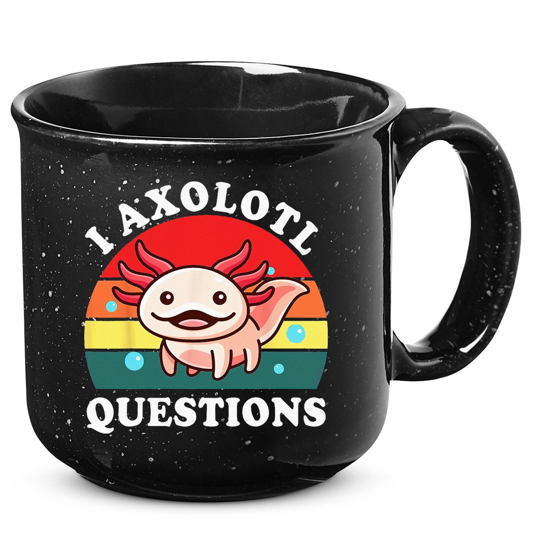 Kids Axolotl I Axolotl Questions Retro Cute Anime 15oz Campfire Ceramic Mug
