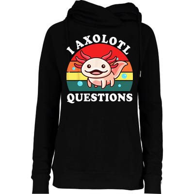 Kids Axolotl I Axolotl Questions Retro Cute Anime Womens Funnel Neck Pullover Hood