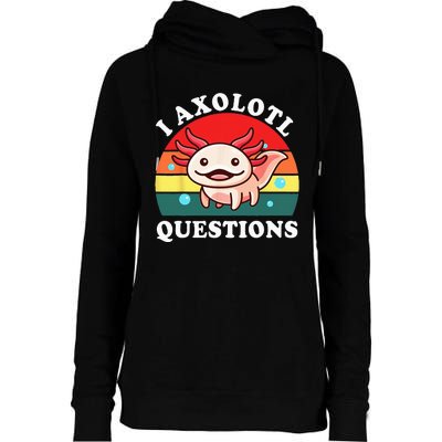 Kids Axolotl I Axolotl Questions Retro Cute Anime Womens Funnel Neck Pullover Hood