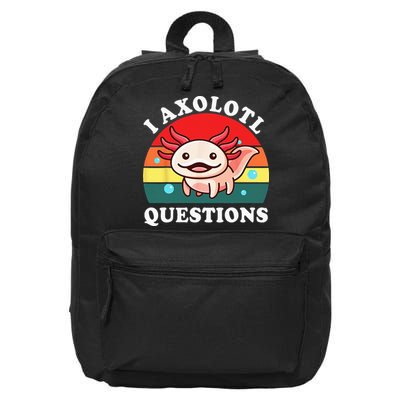 Kids Axolotl I Axolotl Questions Retro Cute Anime 16 in Basic Backpack