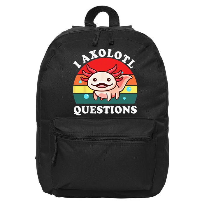 Kids Axolotl I Axolotl Questions Retro Cute Anime 16 in Basic Backpack