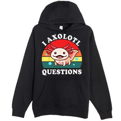 Kids Axolotl I Axolotl Questions Retro Cute Anime Premium Pullover Hoodie