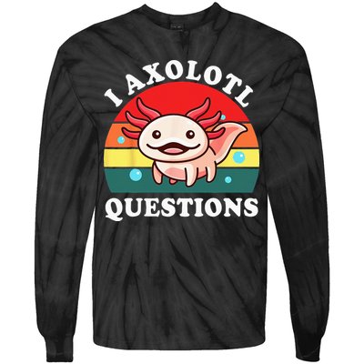 Kids Axolotl I Axolotl Questions Retro Cute Anime Tie-Dye Long Sleeve Shirt