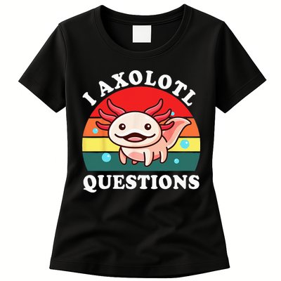Kids Axolotl I Axolotl Questions Retro Cute Anime Womens T-Shirt