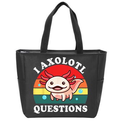 Kids Axolotl I Axolotl Questions Retro Cute Anime Zip Tote Bag