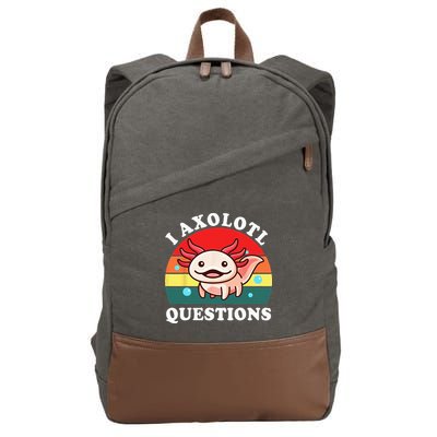 Kids Axolotl I Axolotl Questions Retro Cute Anime Cotton Canvas Backpack