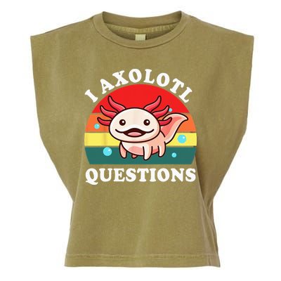 Kids Axolotl I Axolotl Questions Retro Cute Anime Garment-Dyed Women's Muscle Tee