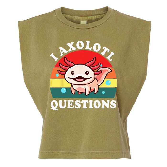 Kids Axolotl I Axolotl Questions Retro Cute Anime Garment-Dyed Women's Muscle Tee