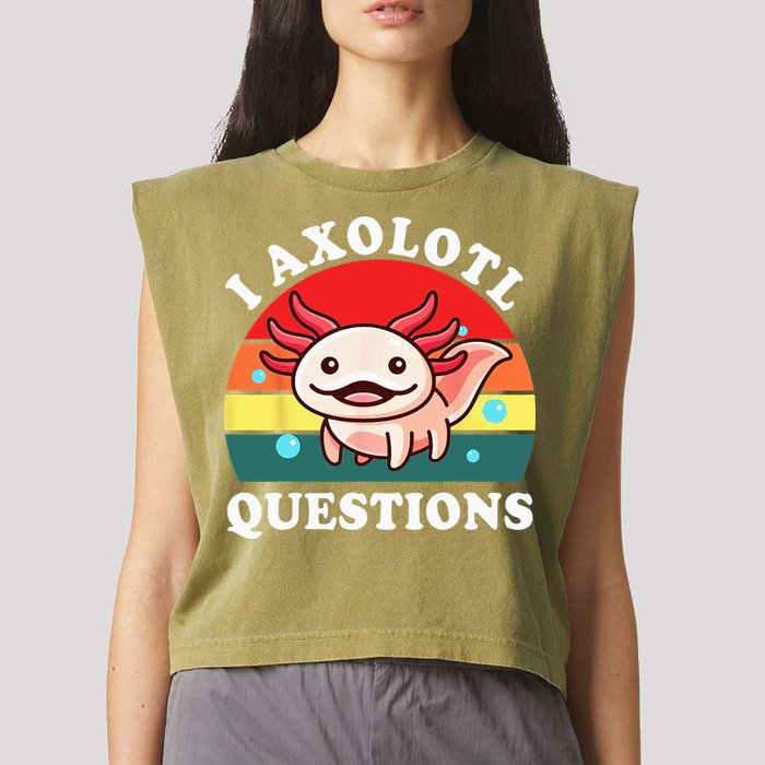 Kids Axolotl I Axolotl Questions Retro Cute Anime Garment-Dyed Women's Muscle Tee