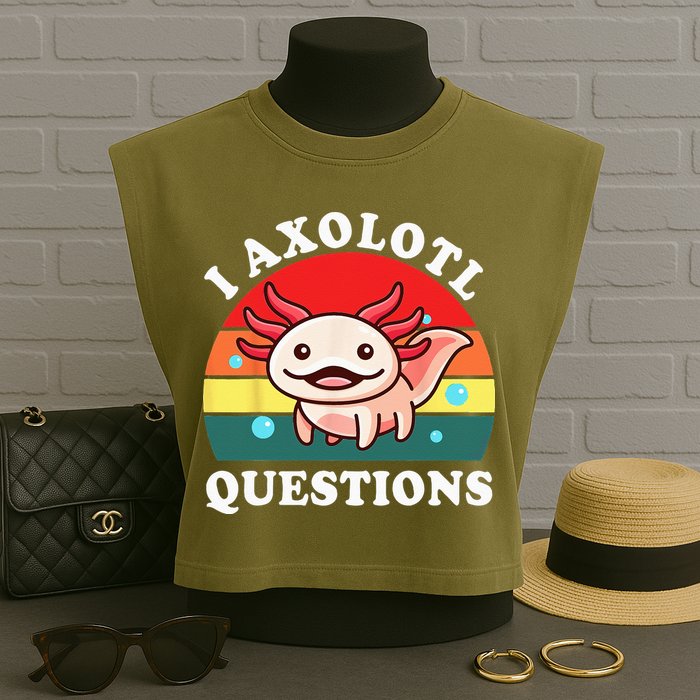 Kids Axolotl I Axolotl Questions Retro Cute Anime Garment-Dyed Women's Muscle Tee
