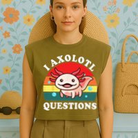 Kids Axolotl I Axolotl Questions Retro Cute Anime Garment-Dyed Women's Muscle Tee