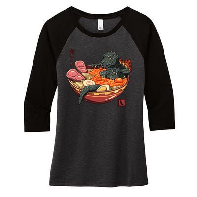 Kaiju Lava Ramen Women's Tri-Blend 3/4-Sleeve Raglan Shirt