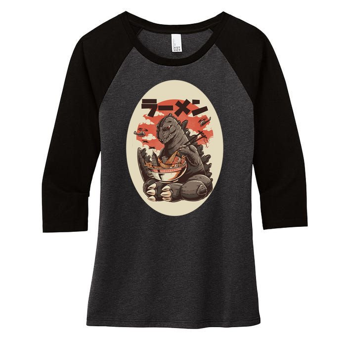 Kaiju's Ramen Women's Tri-Blend 3/4-Sleeve Raglan Shirt