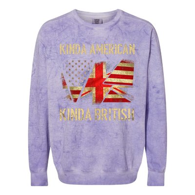 Kinda American Kinda British Dual Citizenship US UK Flag  Colorblast Crewneck Sweatshirt