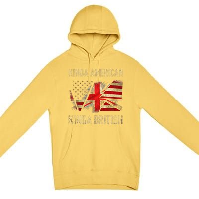 Kinda American Kinda British Dual Citizenship US UK Flag  Premium Pullover Hoodie