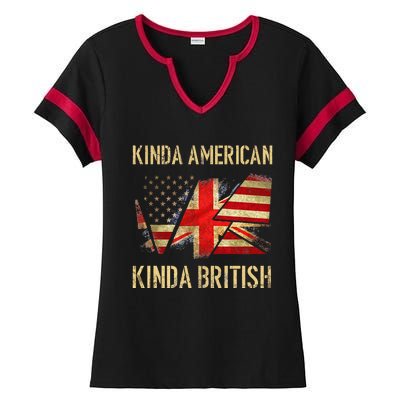 Kinda American Kinda British Dual Citizenship US UK Flag  Ladies Halftime Notch Neck Tee