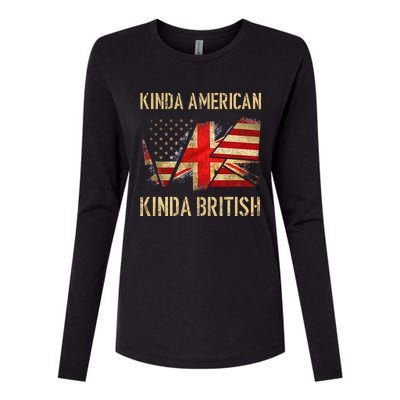 Kinda American Kinda British Dual Citizenship US UK Flag  Womens Cotton Relaxed Long Sleeve T-Shirt