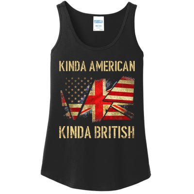 Kinda American Kinda British Dual Citizenship US UK Flag  Ladies Essential Tank