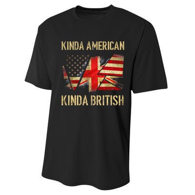 Kinda American Kinda British Dual Citizenship US UK Flag  Performance Sprint T-Shirt