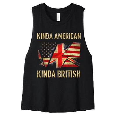 Kinda American Kinda British Dual Citizenship US UK Flag  Women's Racerback Cropped Tank