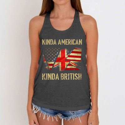 Kinda American Kinda British Dual Citizenship US UK Flag  Women's Knotted Racerback Tank